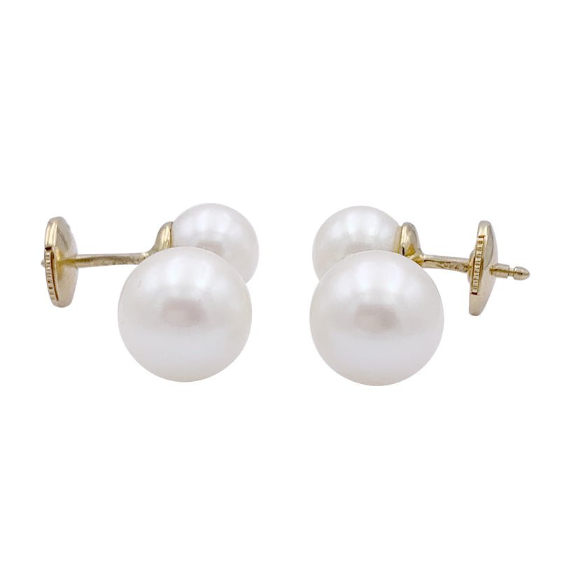 Boucles d'oreilles Poiray, "Roseau", or jaune, perles. - Castafiore