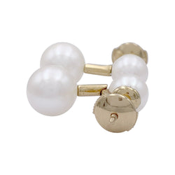 Boucles d'oreilles Poiray, "Roseau", or jaune, perles. - Castafiore