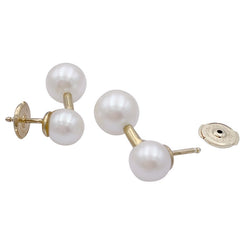 Boucles d'oreilles Poiray, "Roseau", or jaune, perles. - Castafiore