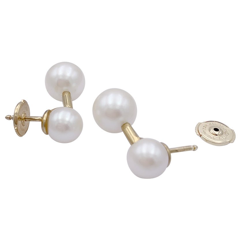 Boucles d'oreilles Poiray, "Roseau", or jaune, perles. - Castafiore