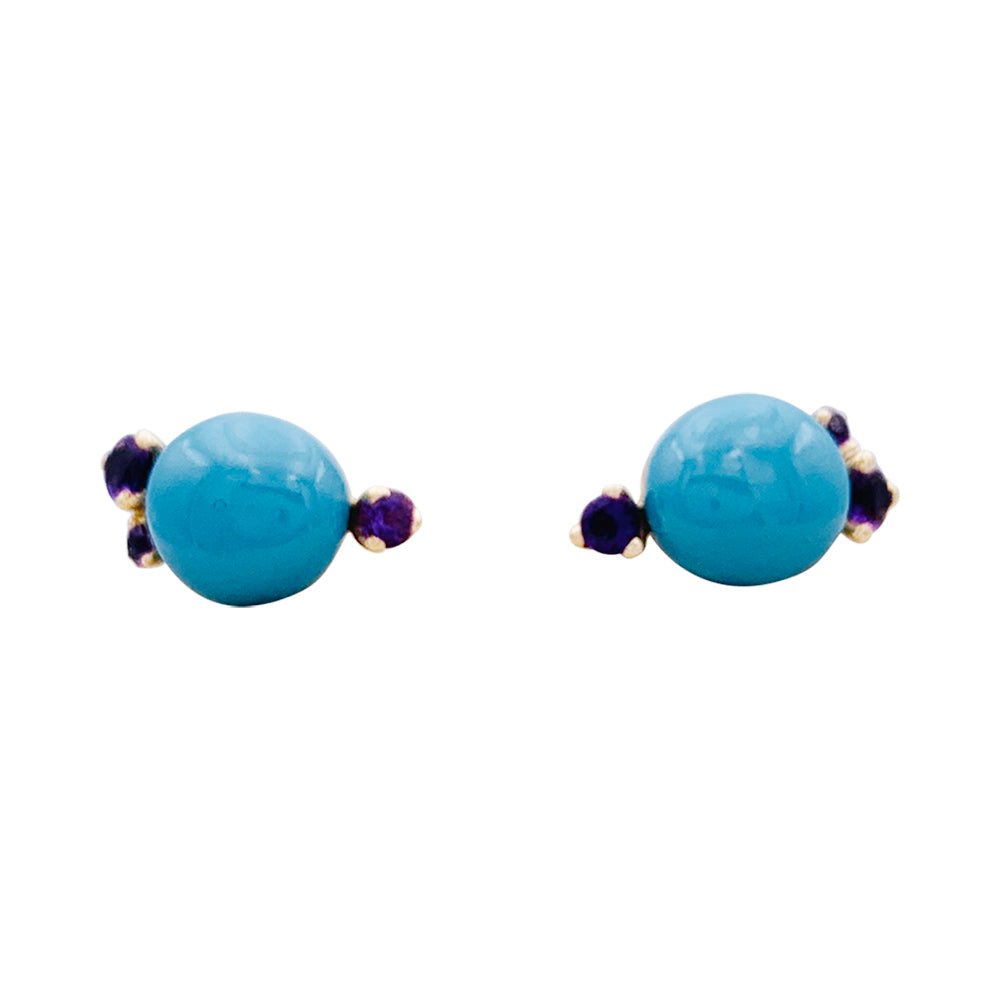 Boucles d'oreilles Pomellato, "Capri", or rose, céramique, améthystes. - Castafiore