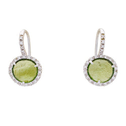 Boucles d'oreilles Pomellato "Colpo di Fulmine", or blanc, péridots, diamants. - Castafiore