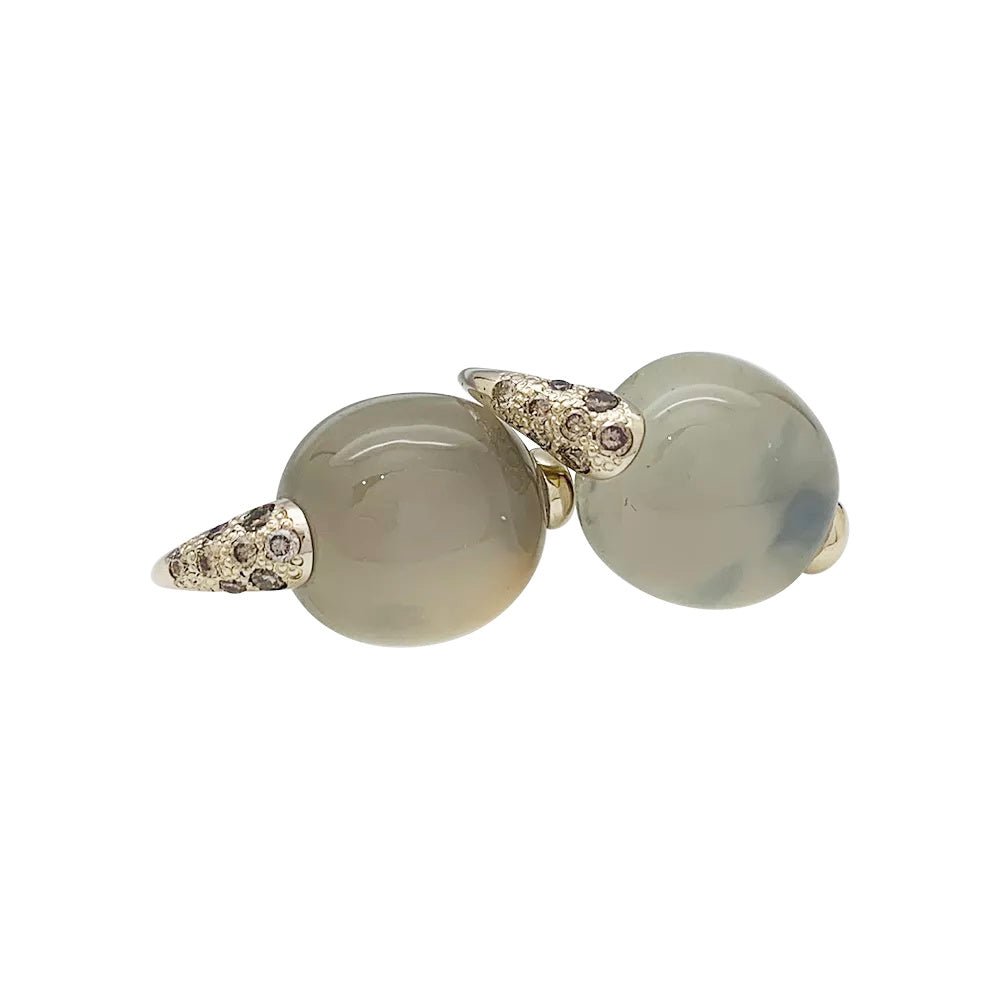 Boucles d'oreilles Pomellato, "Luna", or naturel, diamants et pierre de lune - Castafiore