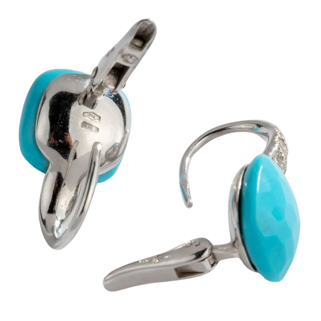 Boucles d'oreilles Pomellato modèle Capri en or gris et turquoise - Castafiore