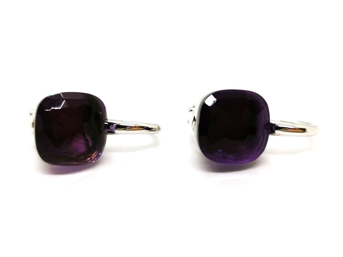 Boucles d'oreilles POMELLATO "Nudo Classic" en or blanc et améthyste - Castafiore