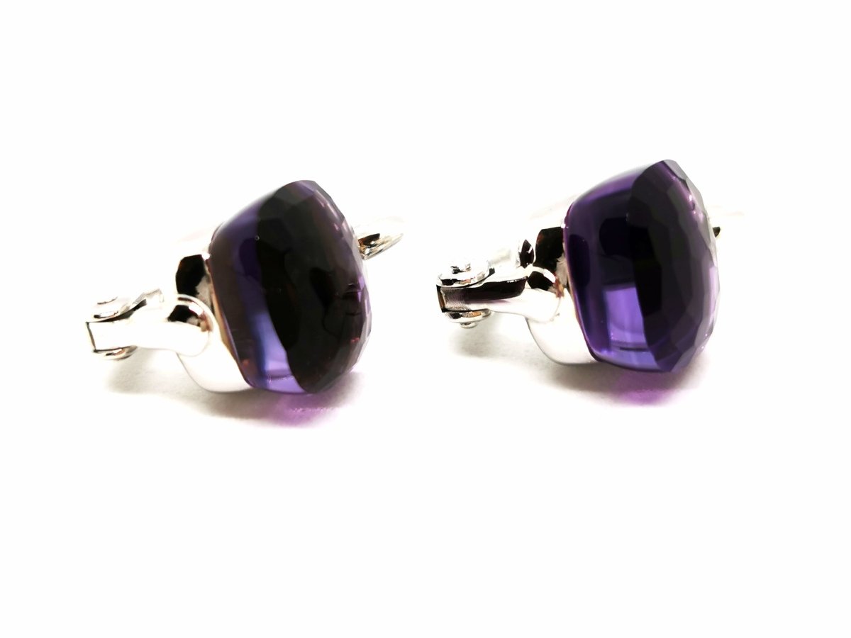 Boucles d'oreilles POMELLATO "Nudo Classic" en or blanc et améthyste - Castafiore