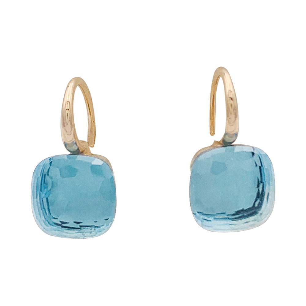 Boucles d'oreilles Pomellato, "Nudo Classic" topaze bleue, deux ors. - Castafiore