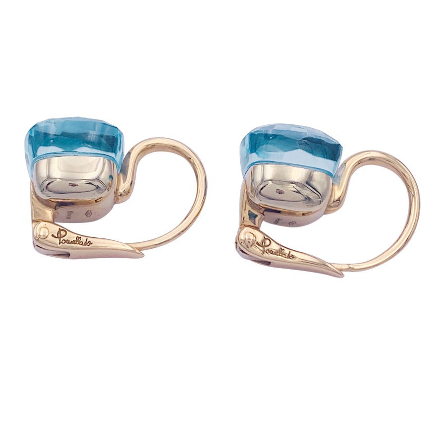 Boucles d'oreilles Pomellato, "Nudo Classic" topaze bleue, deux ors. - Castafiore