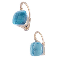 Boucles d'oreilles Pomellato, "Nudo Classic" topaze bleue, deux ors. - Castafiore