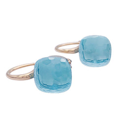 Boucles d'oreilles Pomellato, "Nudo Classic" topaze bleue, deux ors. - Castafiore