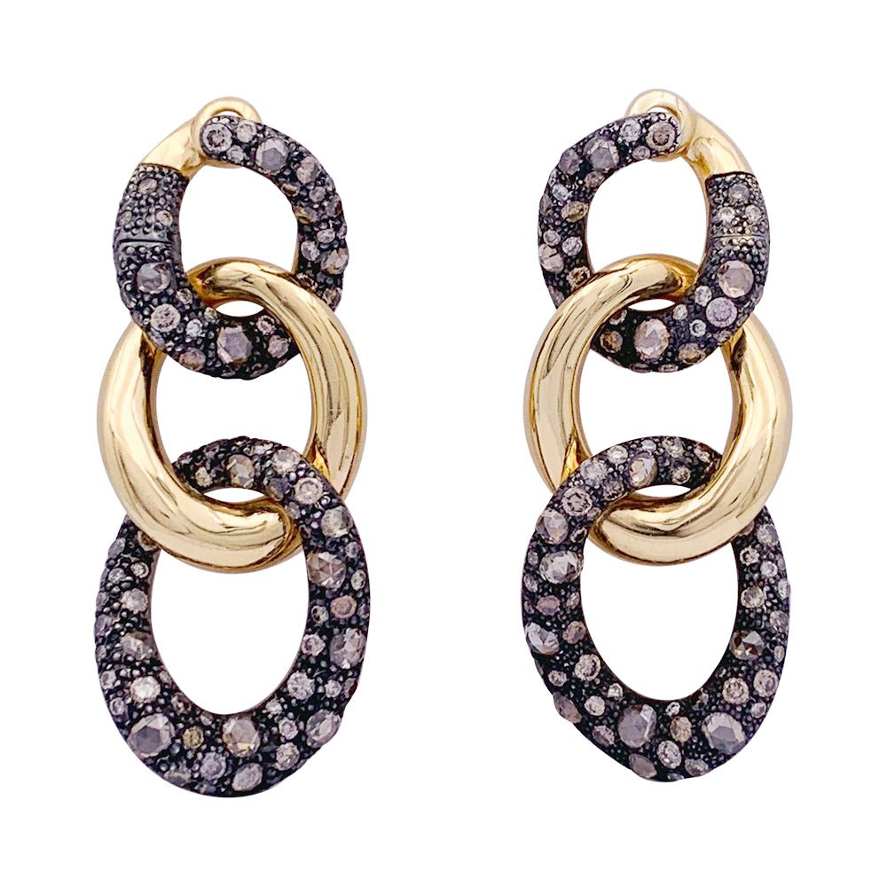 Boucles d'oreilles Pomellato, "Tango", en or rose, argent et diamants bruns. - Castafiore