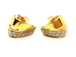 Boucles d'oreilles Puces en 2 ors pavées diamants - Castafiore