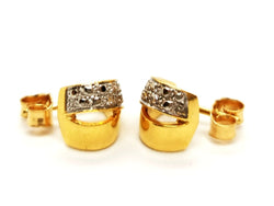 Boucles d'oreilles Puces en 2 ors pavées diamants - Castafiore