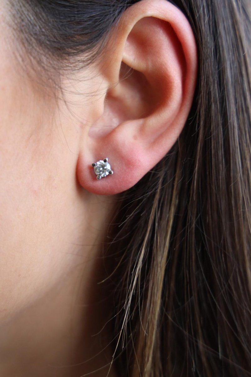 Boucles d'oreilles Puces en or blanc et diamant - Castafiore