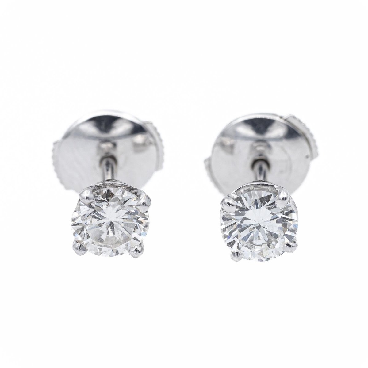 Boucles d'oreilles Puces en or blanc et diamant - Castafiore