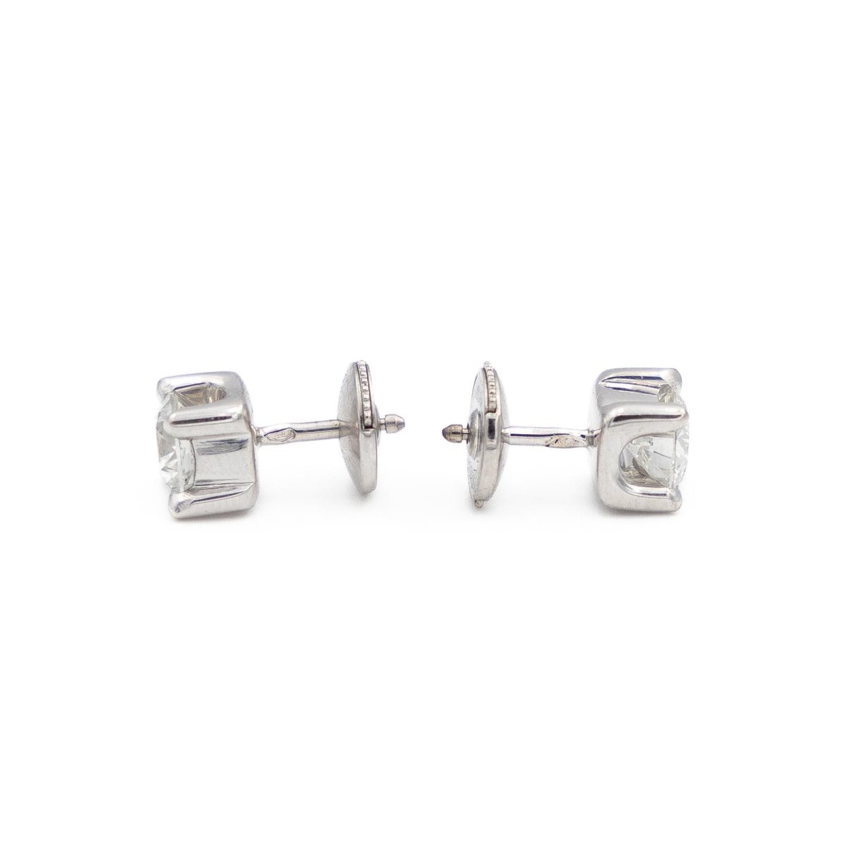 Boucles d'oreilles Puces en or blanc et diamants - Castafiore