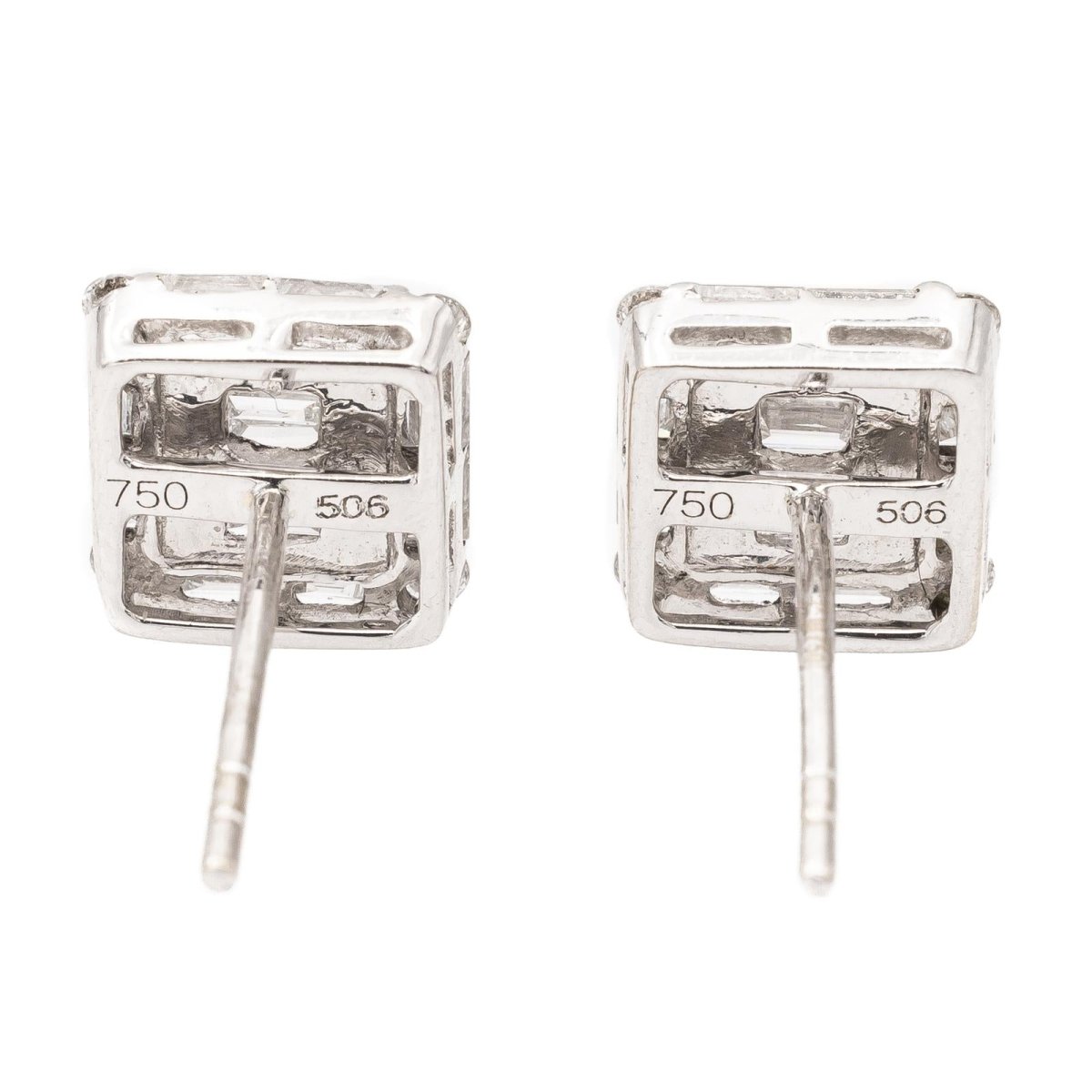 Boucles d'oreilles Puces en or blanc et diamants - Castafiore