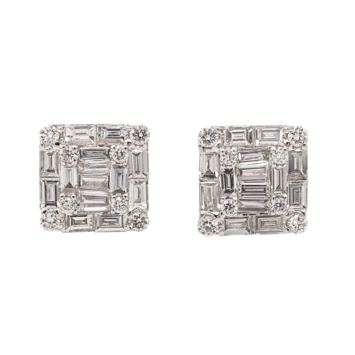 Boucles d'oreilles Puces en or blanc et diamants - Castafiore