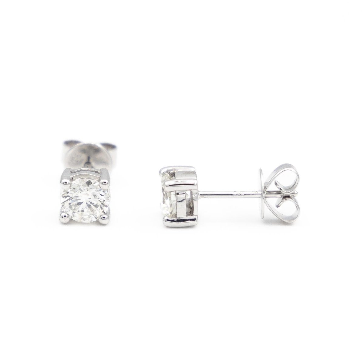 Boucles d'oreilles Puces en or blanc et diamants - Castafiore