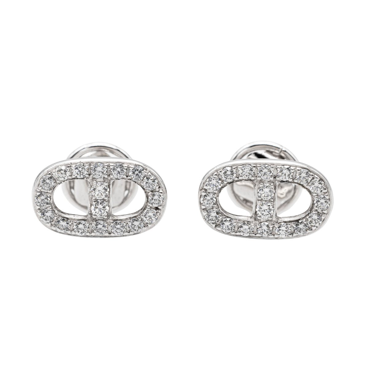 Boucles d'oreilles puces en or blanc et diamants - Castafiore