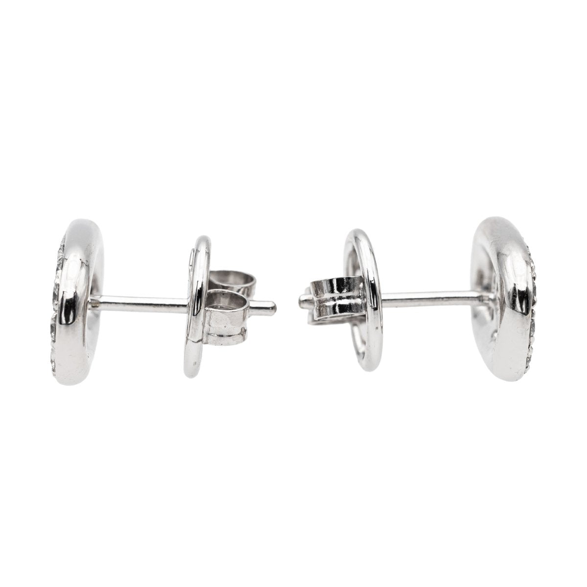 Boucles d'oreilles puces en or blanc et diamants - Castafiore