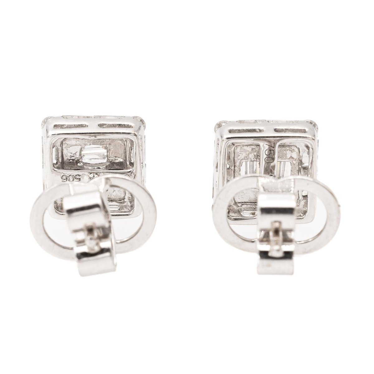 Boucles d'oreilles Puces en or blanc et diamants - Castafiore