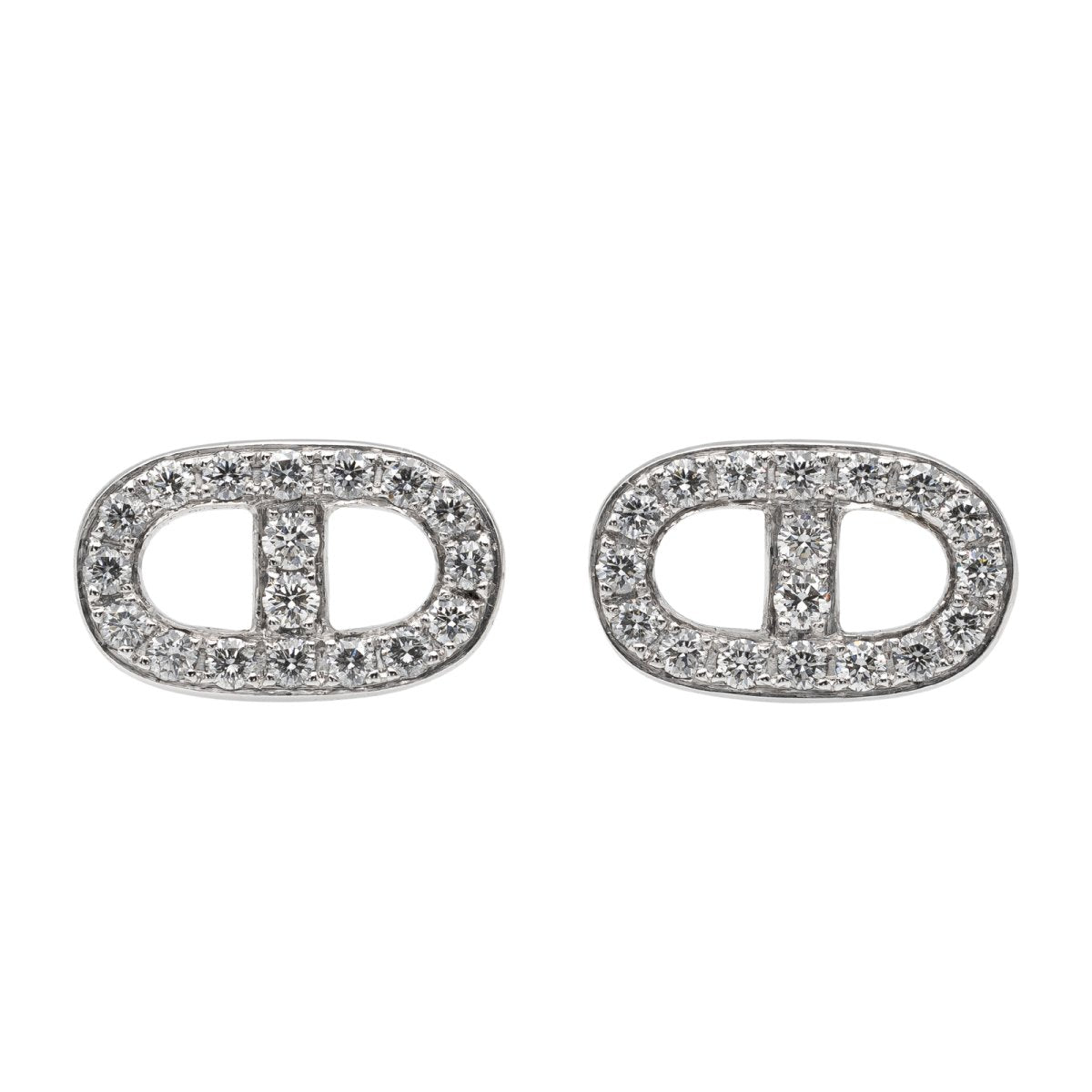 Boucles d'oreilles puces en or blanc et diamants - Castafiore