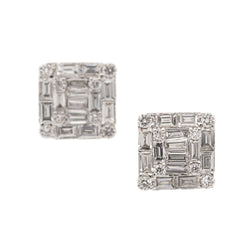 Boucles d'oreilles Puces en or blanc et diamants - Castafiore