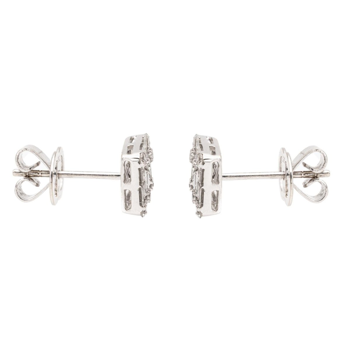 Boucles d'oreilles Puces en or blanc et diamants - Castafiore