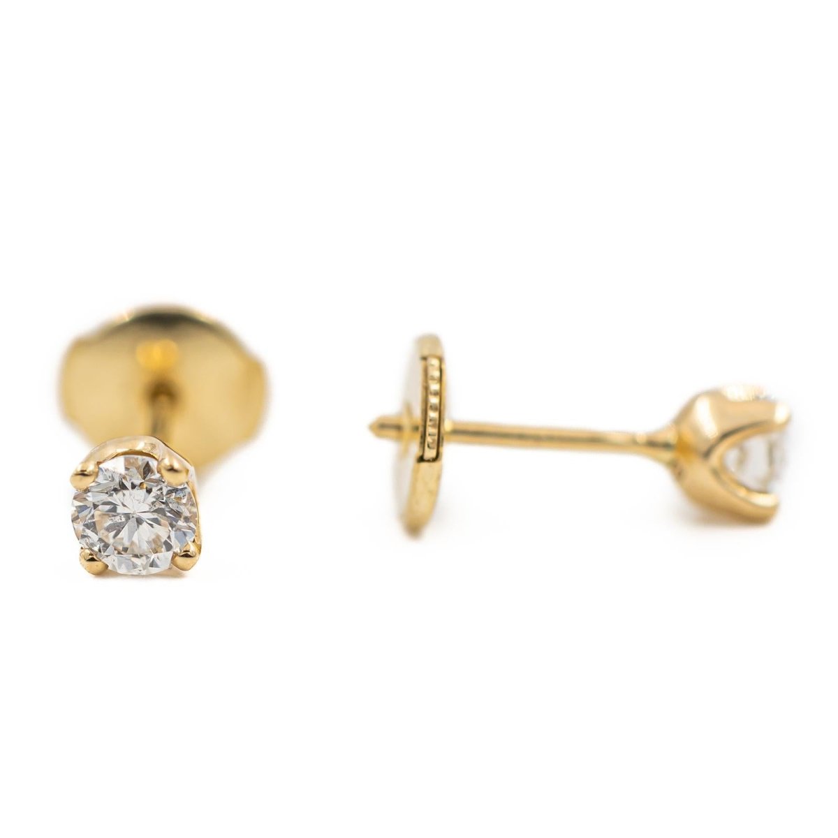 Boucles d'oreilles Puces en or jaune diamant - Castafiore