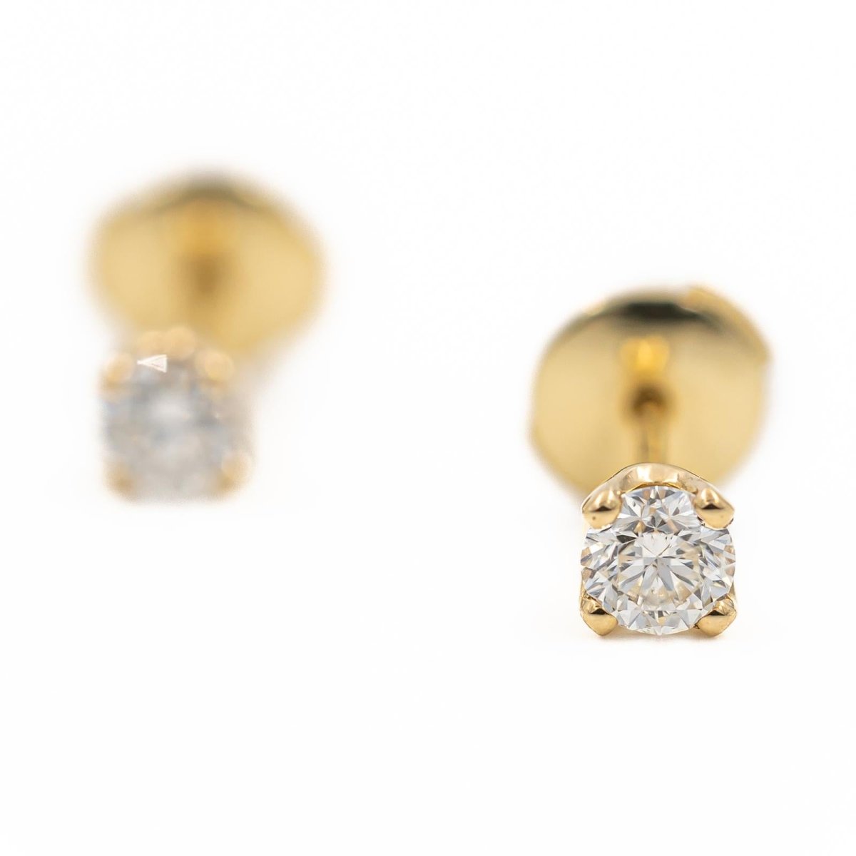 Boucles d'oreilles Puces en or jaune diamant - Castafiore