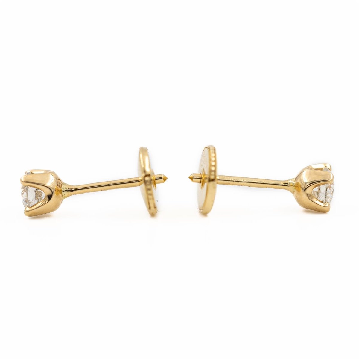 Boucles d'oreilles Puces en or jaune diamant - Castafiore