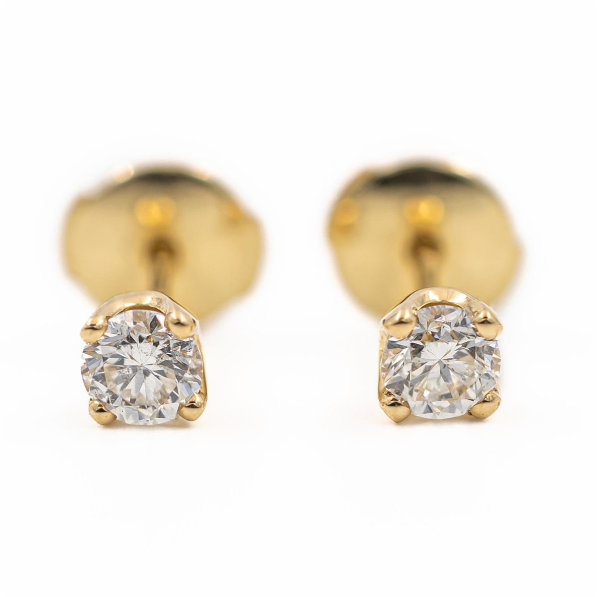 Boucles d'oreilles Puces en or jaune diamant - Castafiore