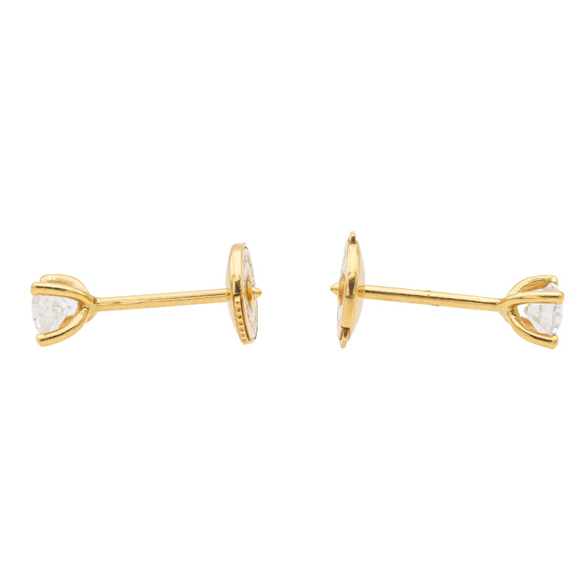 Boucles d'oreilles Puces en or jaune et diamants - Castafiore