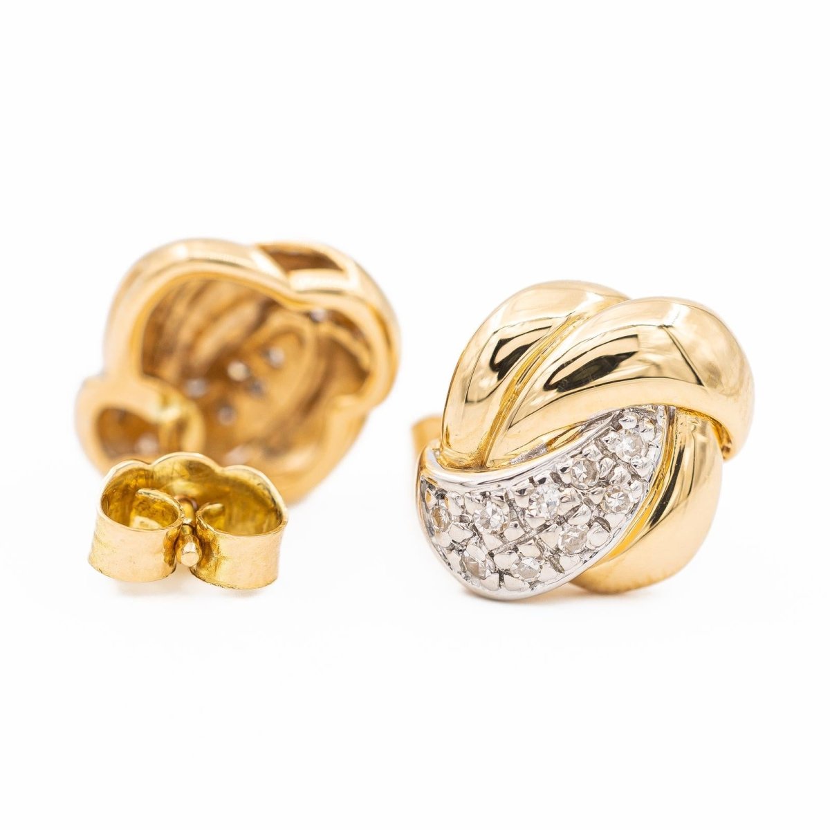 Boucles d'oreilles Puces en or jaune et diamants - Castafiore