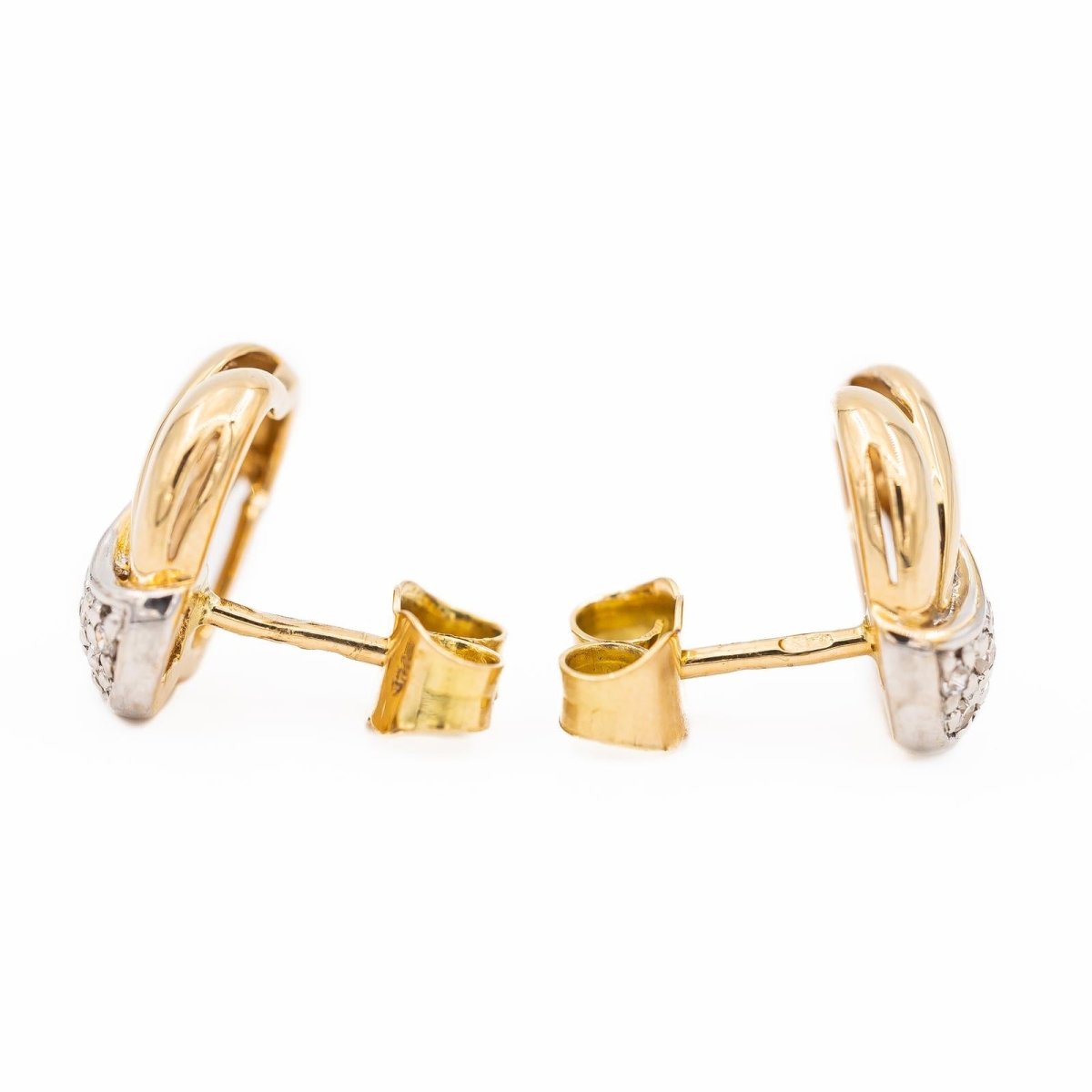 Boucles d'oreilles Puces en or jaune et diamants - Castafiore
