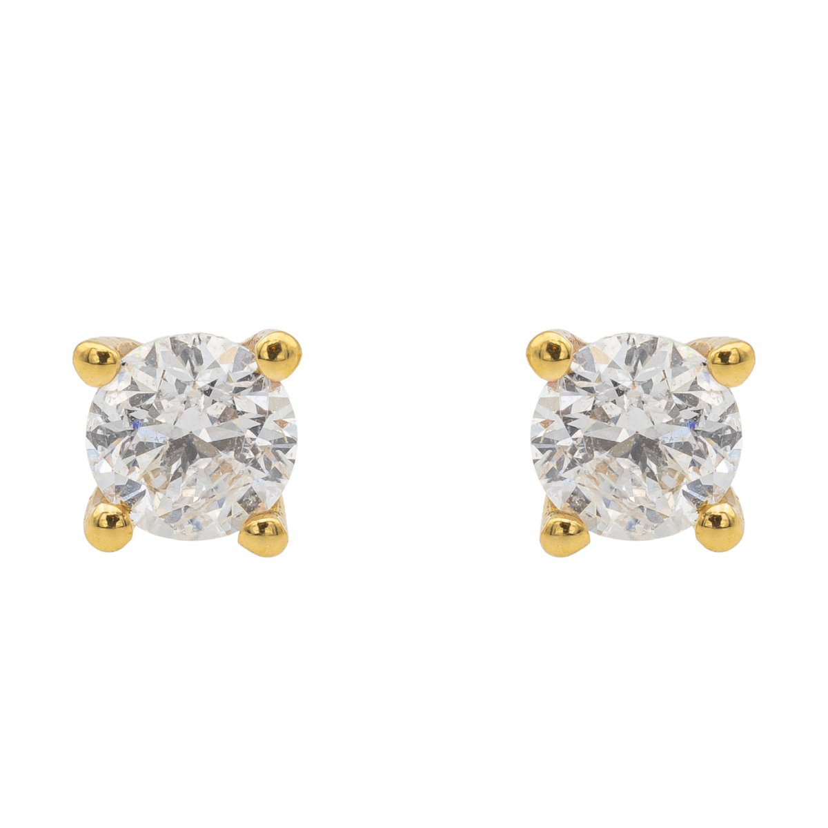 Boucles d'oreilles Puces en or jaune et diamants - Castafiore