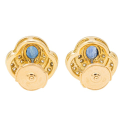 Boucles d'oreilles Puces en or jaune, saphirs et diamants - Castafiore