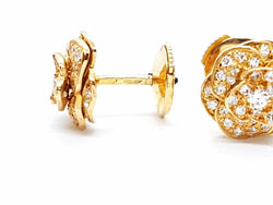 Boucles d'oreilles Puces fleur en or rose et diamants - Castafiore
