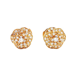 Boucles d'oreilles Puces fleur en or rose et diamants - Castafiore
