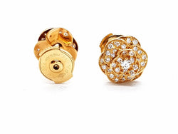 Boucles d'oreilles Puces fleur en or rose et diamants - Castafiore