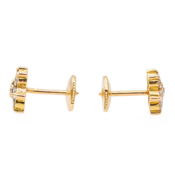 Boucles d'oreilles Puces fleurs en or jaune et diamants - Castafiore