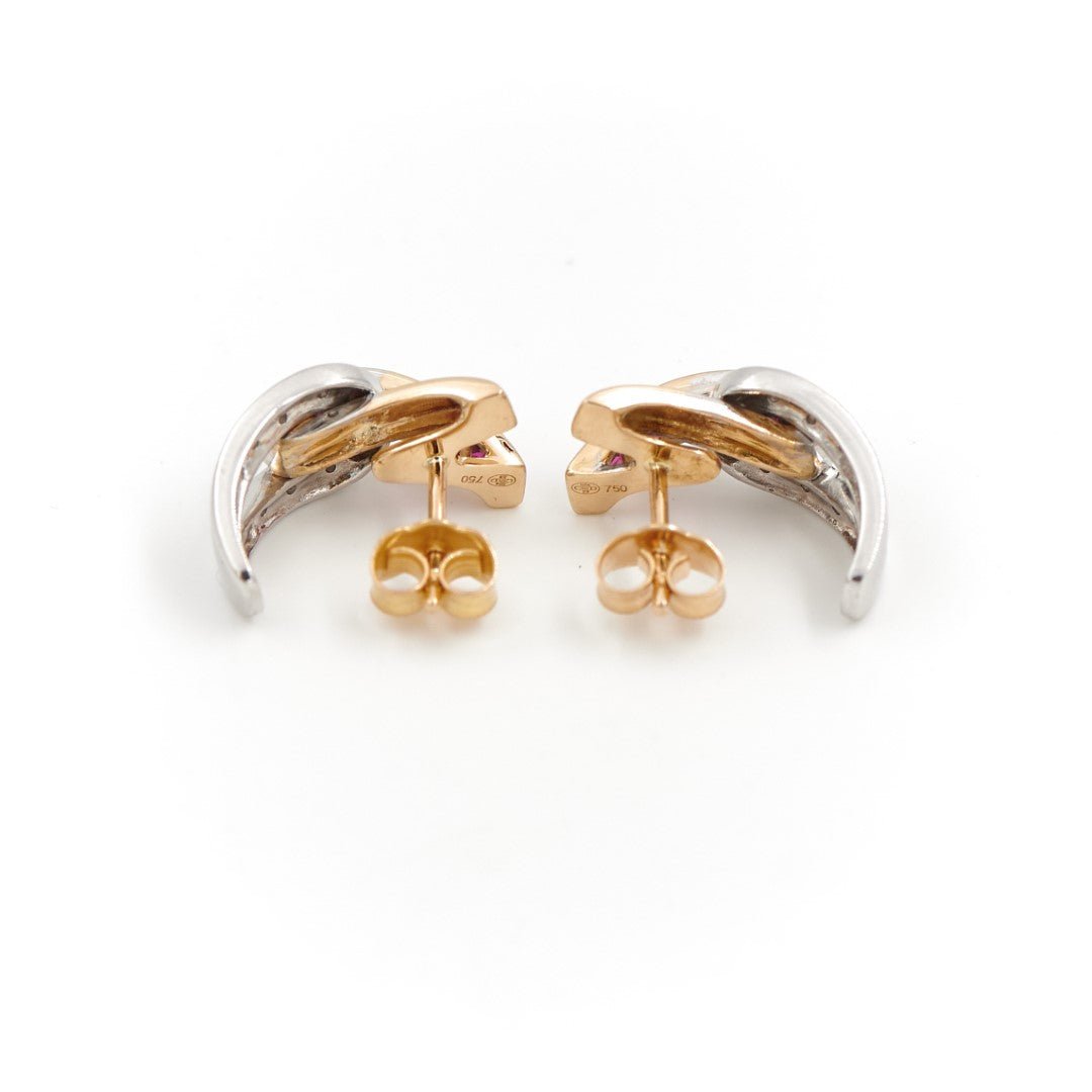 Boucles d'oreilles Puces GUY LAROCHE en 2 ors, rubis et diamants - Castafiore