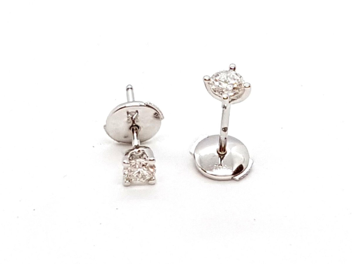 Boucles d'oreilles Puces Or blanc Diamant - Castafiore