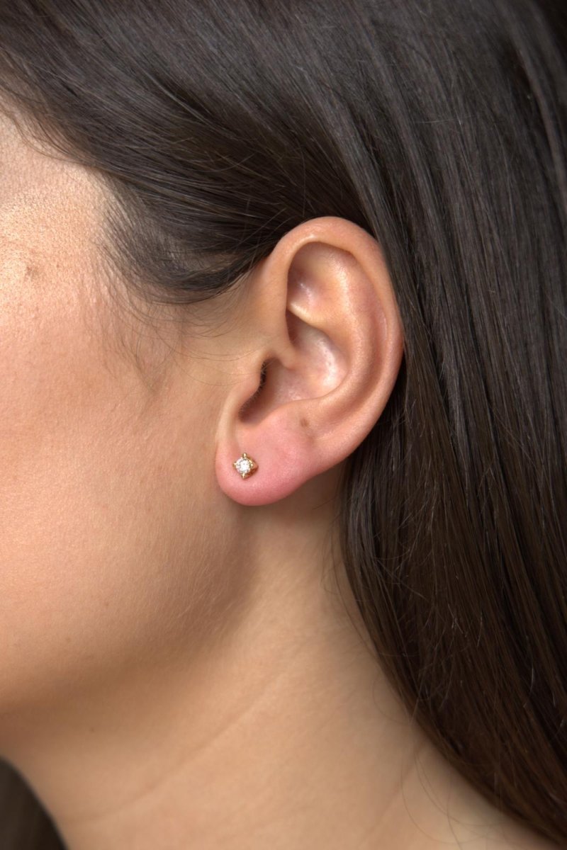 Boucles d'oreilles Puces or jaune diamant - Castafiore