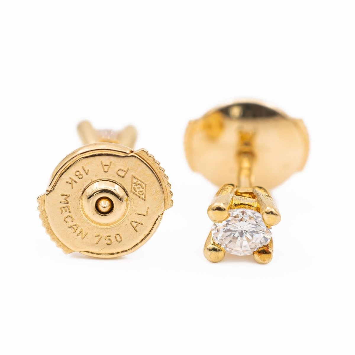 Boucles d'oreilles Puces or jaune diamant - Castafiore