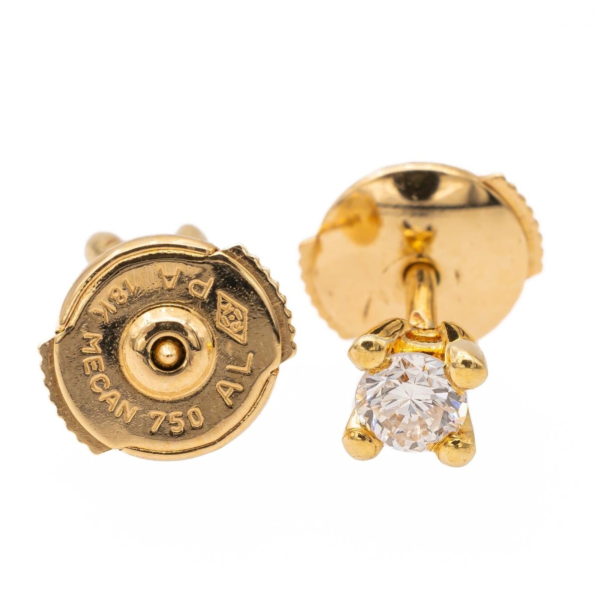 Boucles d'oreilles Puces or jaune diamant - Castafiore