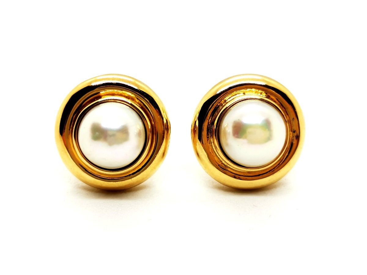 Boucles d'oreilles Puces Or jaune Perle - Castafiore
