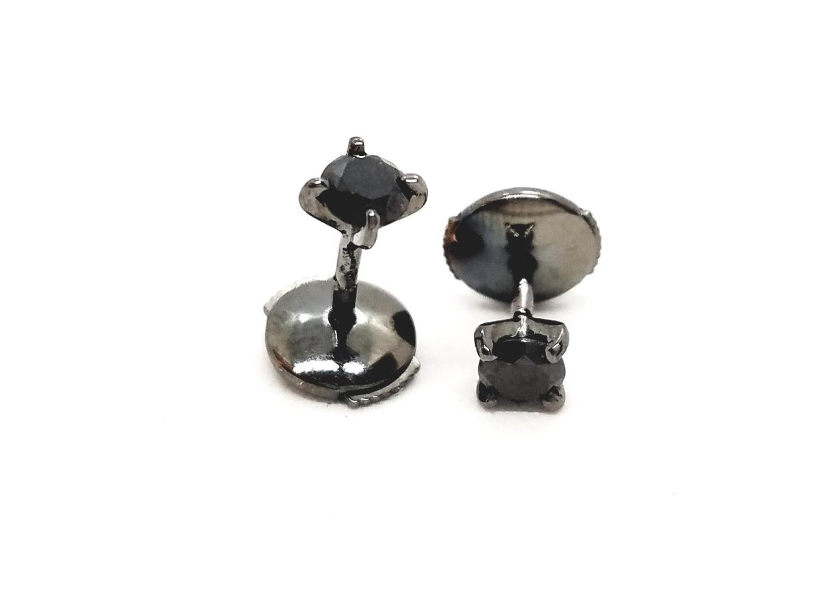 Boucles d'oreilles Puces Or noir Diamant - Castafiore