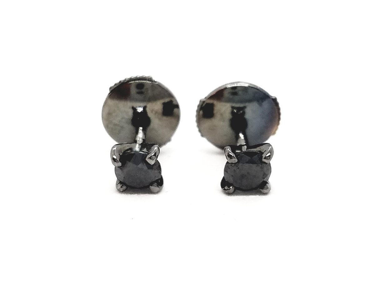Boucles d'oreilles Puces Or noir Diamant - Castafiore